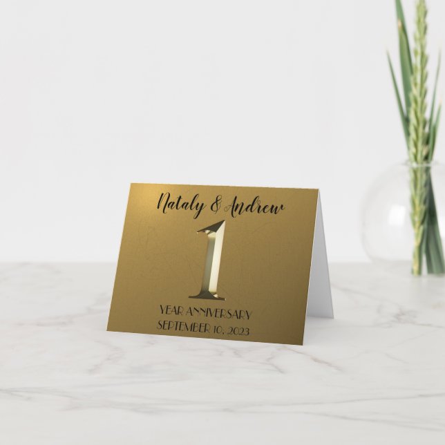 Tarjeta De Agradecimiento Aniversario de bodas dorado metálico (Anverso)