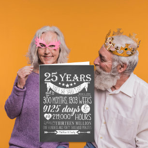 Tarjeta De Agradecimiento aniversario de bodas número 25, pizarra, 25 años