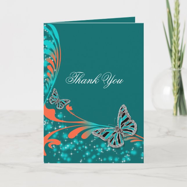 Tarjeta De Agradecimiento aniversario de compromiso de boda de mariposa (Anverso)