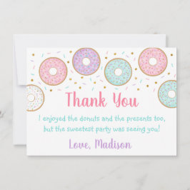 Tarjeta De Agradecimiento Aniversario de Donut Pink Gold Pastel