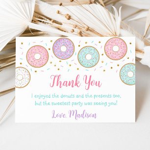 Tarjeta De Agradecimiento Aniversario de Donut Pink Gold Pastel