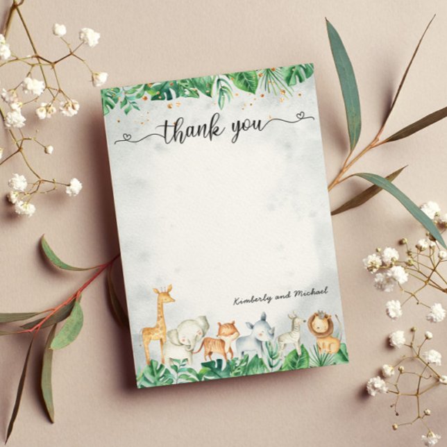 Tarjeta De Agradecimiento Aniversario de la acuarela de Safari Animals | BAB (Subido por el creador)