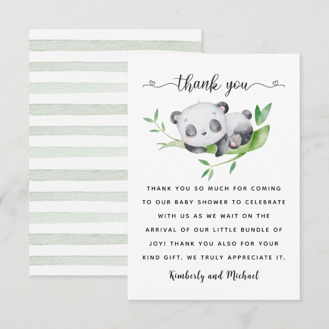 Tarjeta De Agradecimiento Aniversario de la acuarela del Panda que duerme |  (Anverso / Reverso)