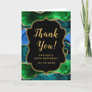 Tarjeta De Agradecimiento Aniversario de la aglomeración de pavo real azul y