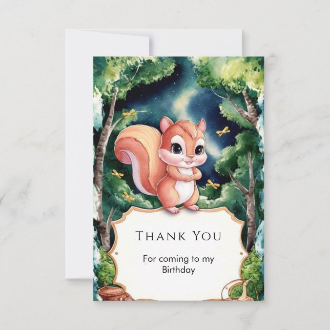 Tarjeta De Agradecimiento Aniversario de la Ardilla Cuta Encantada (Anverso)