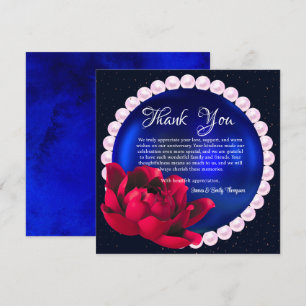 Tarjeta De Agradecimiento Aniversario de la Boda Pearl de la Marina-Azul