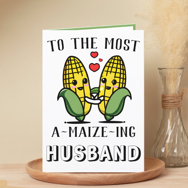 Tarjeta De Agradecimiento Aniversario de la esposa del maíz dulce (cute corn amazing husband greeting card)