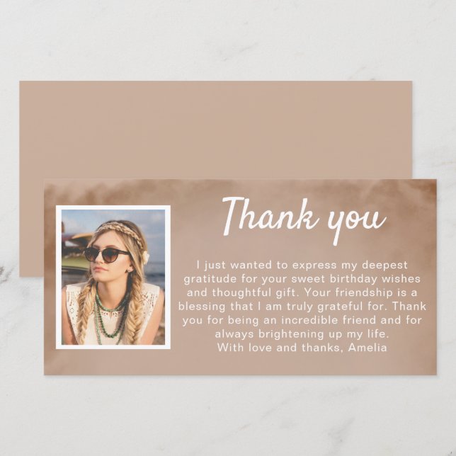 Tarjeta De Agradecimiento Aniversario de la foto de una acuarela simple (Anverso / Reverso)