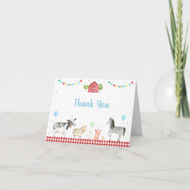 Tarjeta De Agradecimiento Aniversario de la granja de animales Barnyard (Anverso)