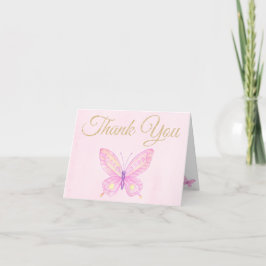Tarjeta De Agradecimiento Aniversario de la mariposa rosa Baby Shower Gracia