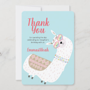 Tarjeta De Agradecimiento Aniversario de la moderna Fiesta Llama Cactus Grac