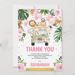 Tarjeta De Agradecimiento Aniversario de la muerte de animales de Safari de