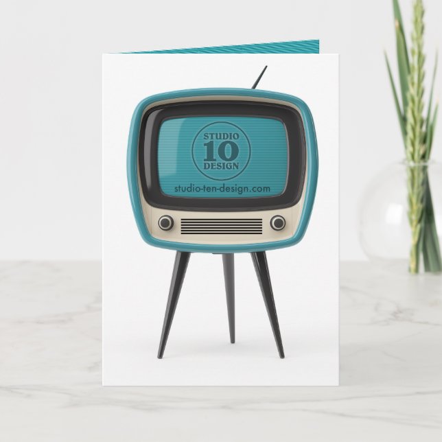 Tarjeta De Agradecimiento Aniversario de la televisión retro/Tarjeta de amor (Anverso)