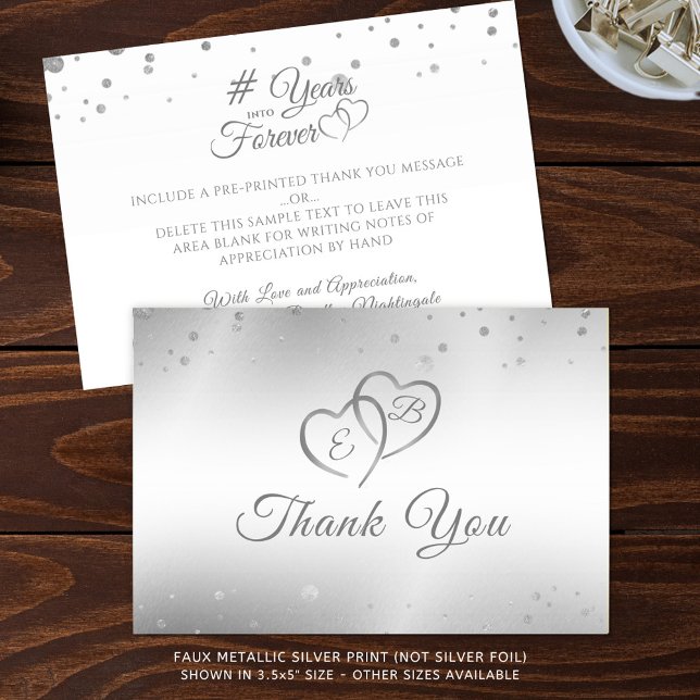 Tarjeta De Agradecimiento Aniversario de los Corazones Plateados en Forever (Subido por el creador)