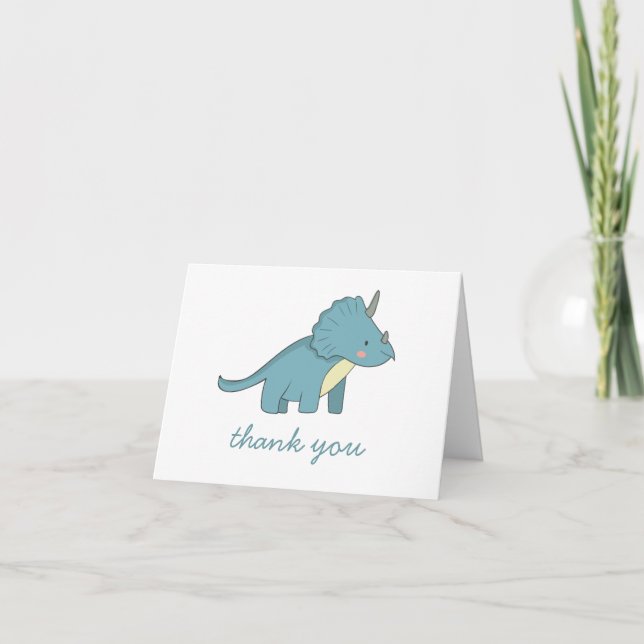Tarjeta De Agradecimiento Aniversario de los niños de los dinosaurios | Fies (Anverso)