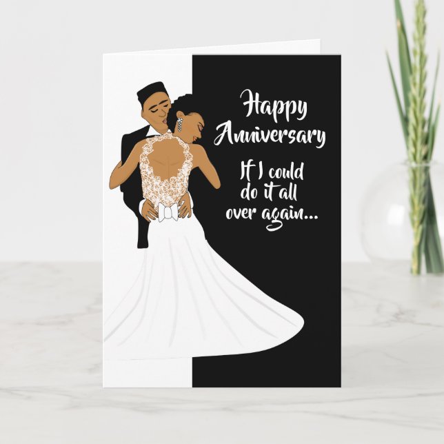 Tarjeta De Agradecimiento Aniversario de pareja afroamericana hermosa (Anverso)