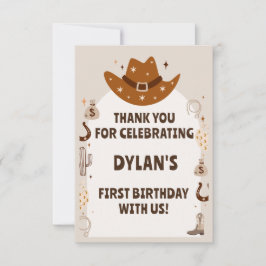 Tarjeta De Agradecimiento Aniversario de Wild One Cowboy