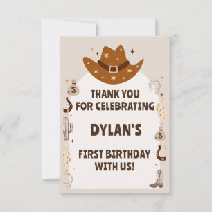 Tarjeta De Agradecimiento Aniversario de Wild One Cowboy