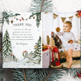 Tarjeta De Agradecimiento Aniversario de Winter Woodland Encantado Gracias