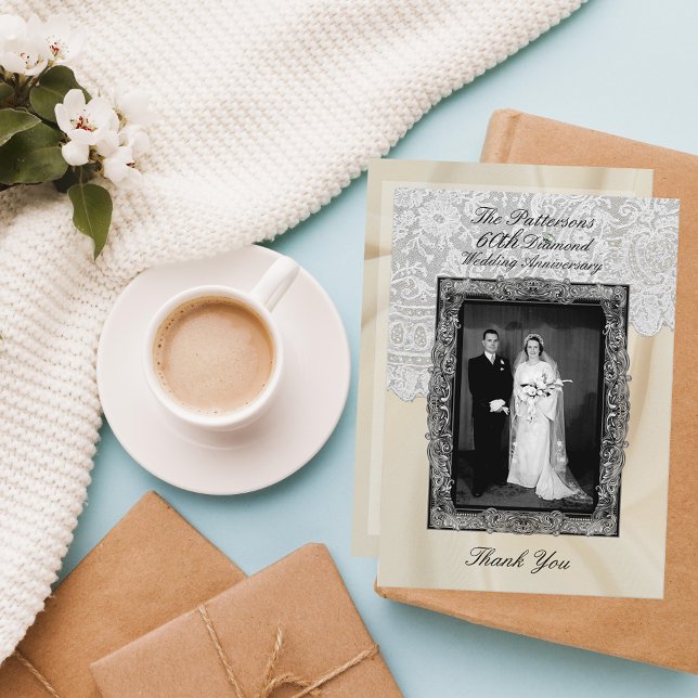 Tarjeta De Agradecimiento Aniversario del 60° Boda del Diamante (Subido por el creador)