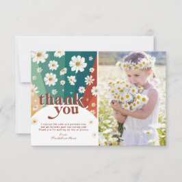 Tarjeta De Agradecimiento Aniversario del Arcoiris Retro Daisy Gracias