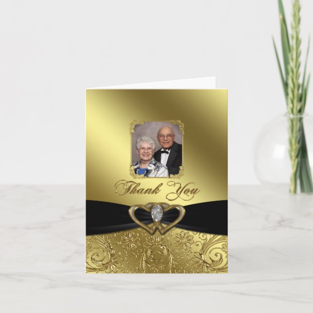 Tarjeta De Agradecimiento Aniversario del Boda de Oro. (Anverso)
