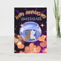 Aniversario del Boda del Gato Púrpura Moderno Neon