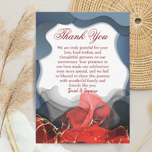 Tarjeta De Agradecimiento Aniversario del Boda del Resumen Azul y Rojo perso