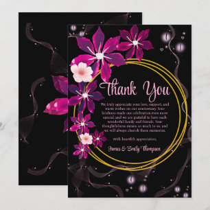 Tarjeta De Agradecimiento Aniversario del Boda Purple Floral Gracias Persona