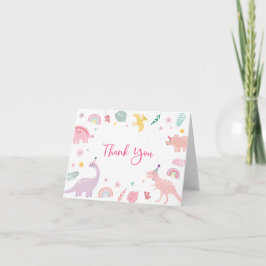 Tarjeta De Agradecimiento Aniversario del Boho Rosa Dinosaur Gracias