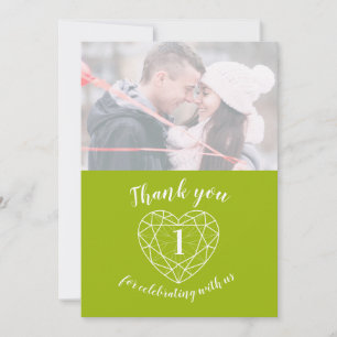 Tarjeta De Agradecimiento Aniversario del corazón del Peridot verde 1 foto