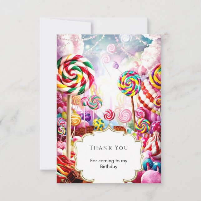 Tarjeta De Agradecimiento Aniversario del desgarrador Pastel Candyland (Anverso)
