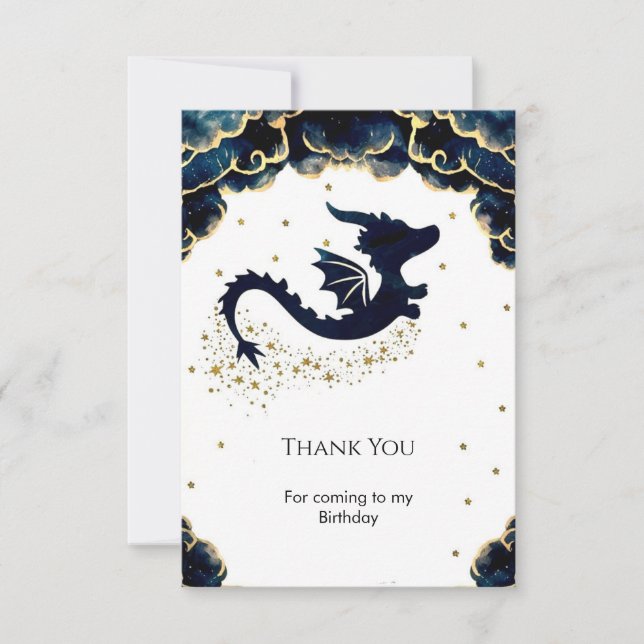 Tarjeta De Agradecimiento Aniversario del Dragón caprichoso (Anverso)