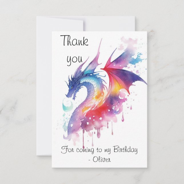 Tarjeta De Agradecimiento Aniversario del Dragón Magnífico Encantado (Anverso)