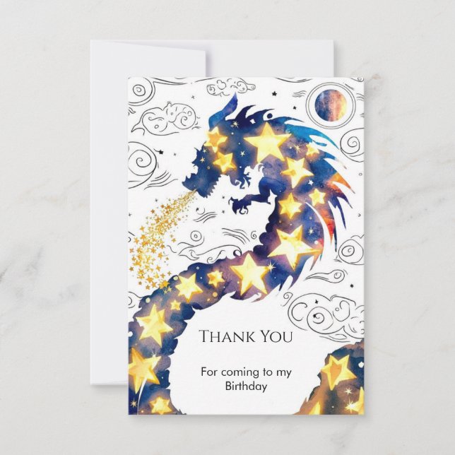 Tarjeta De Agradecimiento Aniversario del Dragón Místico Encantado (Anverso)