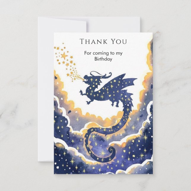 Tarjeta De Agradecimiento Aniversario del Dragón Simple Encantado (Anverso)