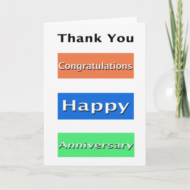 Tarjeta De Agradecimiento Aniversario del Empleado Simple Gracias (Anverso)