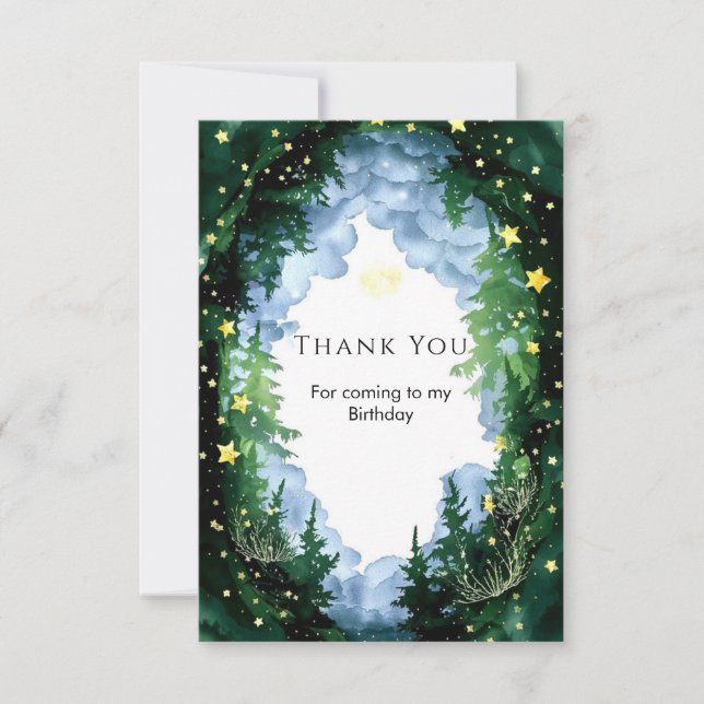 Tarjeta De Agradecimiento Aniversario del espléndido bosque encantado (Anverso)