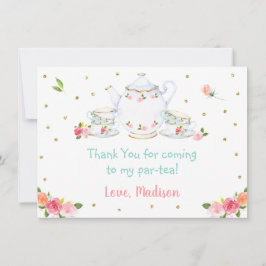 Tarjeta De Agradecimiento Aniversario del Fiesta de Té Floral de Oro Rosa