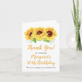 Tarjeta De Agradecimiento Aniversario del girasol amarillo 80 Gracias