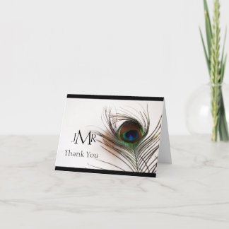 Tarjeta De Agradecimiento Aniversario del Glamour de la pluma de pavo real g