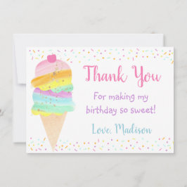 Tarjeta De Agradecimiento Aniversario del Helado de Arcoiris Caliente Gracia