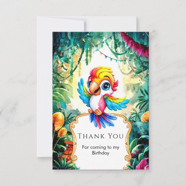 Tarjeta De Agradecimiento Aniversario del loro de la jungla (Anverso)