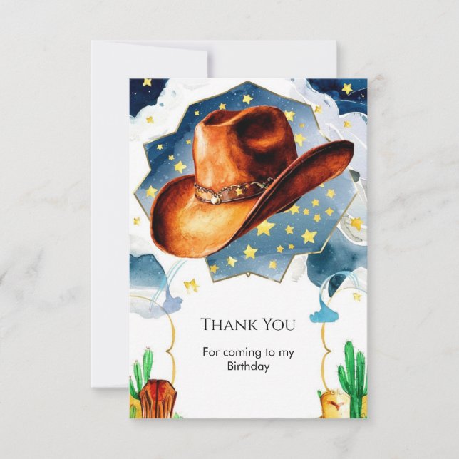 Tarjeta De Agradecimiento Aniversario del nacimiento de Cowboy del Desierto  (Anverso)