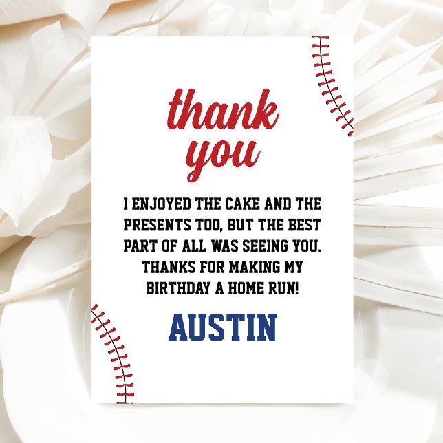 Tarjeta De Agradecimiento Aniversario del nacimiento del niño de béisbol Roo (Subido por el creador)