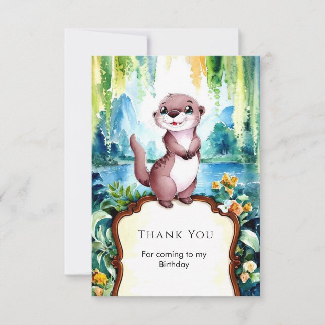 Tarjeta De Agradecimiento Aniversario del Otter Pequeño y Alegre (Anverso)
