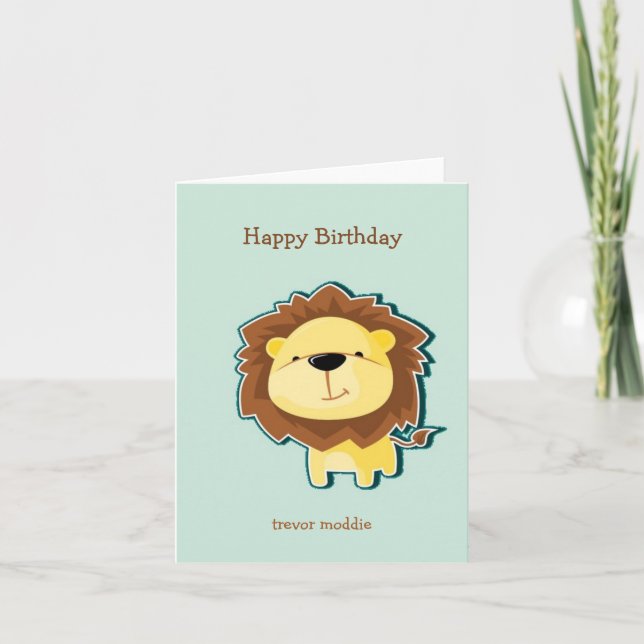 Tarjeta De Agradecimiento Aniversario del patrón azul del león lindo (Anverso)