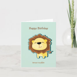 Tarjeta De Agradecimiento Aniversario del patrón azul del león lindo