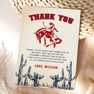 Tarjeta De Agradecimiento Aniversario del Rodeo de Cowboy Occidental