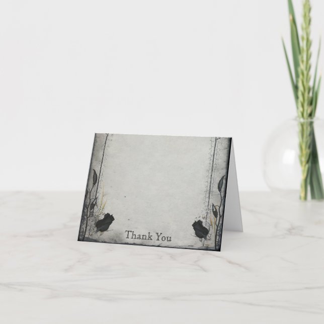 Tarjeta De Agradecimiento Aniversario del Rosa negro gótico Trellis gracias (Anverso)